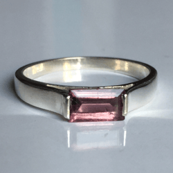 natural clean pink tourmaline midi ring for women in 925 sterling silver