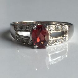 aaa qualily natural red garnet stone ring for women in 925 sterling silver