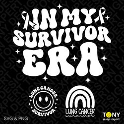 in my survivor era svg png, lung cancer awareness svg, cancer survivor svg trendy retro groovy digital download sublimat