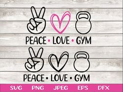 peace love gym svg png workout svg workout girl t-shirt design png svg digital file instant download