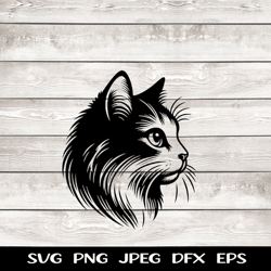 cat svg cat png, cute cat kitten, cat head cat profile portrait digital image svg png jpeg eps dfx instant download