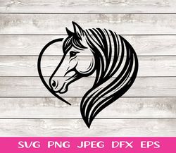 horse svg horse png horse head heart horse profile portrait digital image svg png jpeg eps dfx instant download