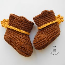 crochet pattern - cowboy baby booties, crochet cowboy shoes, sizes 0 - 12 months