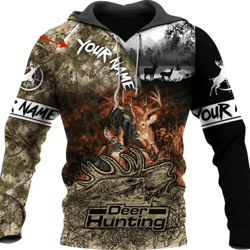 personalized deer hunting all over print hoodie zip hoodie fleece hoodie 3d, deer hunting hoodie zip hoodie 3d t126