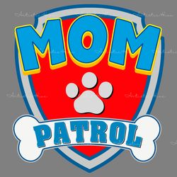 retro mom patrol dog paw cartoon svg digital download files