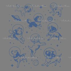 retro dogs in space funny galaxy svg digital download files