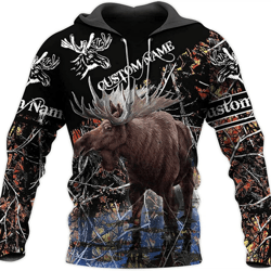 personalized moose hunting all over print hoodie zip hoodie fleece hoodie 3d, moose hunting hoodie zip hoodie 3d t60