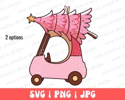 christmas pink car tee png, vintage style christmas svg, retro pink car, retro christmas shirt png, christmas outfit svg