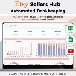 etsy seller bookkeeping spreadsheet template excel & google sheets