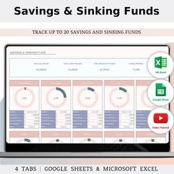 savings and sinking fund tracker spreadsheet excel & google sheets