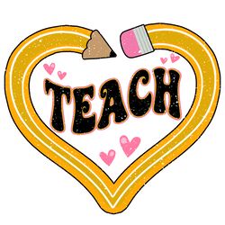 retro teach heart pencil teacher life png