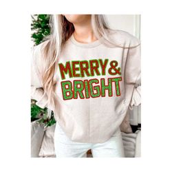merry and bright sequin png, christmas faux embroidery red and green sequins png, glitter sequin sparkle xmas sublimatio