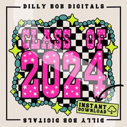class of 2024 png digital download | checkered background | high school graduation | college senior sublimation design |