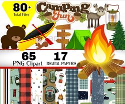 camping png, summer camp clipart, camping digital paper, forest animal png, camp png, summer clipart, camping scrapbook,