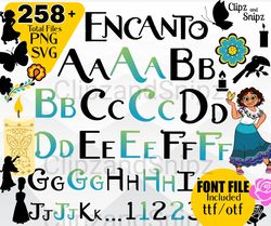 encanto alphabet svg png clipart instant digital download numbers letters encanto custom font clipart mirabel madrigal