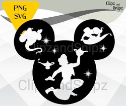 aladdin svg png clipart jasmine genie instant digital download mickey head ears iron on print cricut compatible genie ma