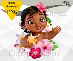 baby moana png clipart instant digital download, baby moana iron on, cute moana printable, girl wall art,