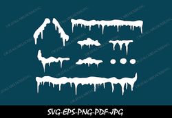 snow caps svg pack - 10 designs | digital download | christmas snow svg, roof snow, rooftop snow, snow winter, snowy