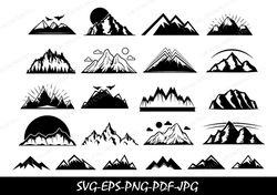 mountains svg, forest svg cricut, trees svg, mountain svg clipart, landscape svg, silhouette svg cut file, outdoor