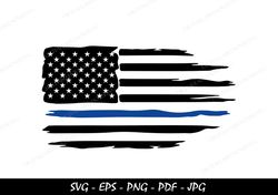 police flag svg, instant download, thin blue line svg, distressed american flag svg, back the blue svg, n flag sv