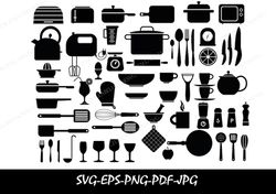 kitchen svg, cooking svg, kitchen clipart, cooking utensils svg, cut files, silhouette, cricut, cooking utensils svg, ki