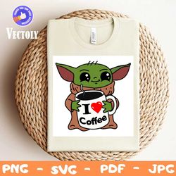 baby yoda i love coffee svg, baby yoda svg, i love coffee, yoda star wars svg, trending svg, svg , baby yoda coffee,i lo