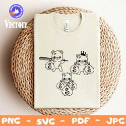 money clipart, money svg, teddy bear king money bag svg, money bag svg, money bag clipart, hustler svg, stack of money