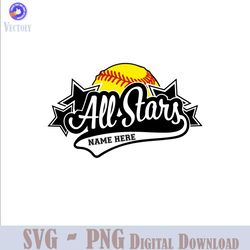 all stars svg, softball svg, template, emblem, softball team, stitching, cuttin