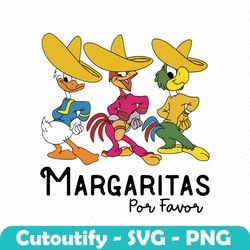 three caballeros design png file, three caballeros margaritas por favor mexico png file, donald duck, jose panchito png