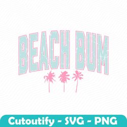 retro varsity summer beach bum sublimation, beach bum png, palm tree,