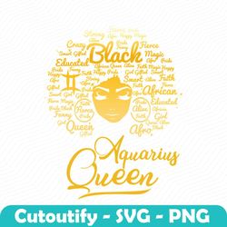 aquarius queen birthday black queen svg