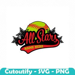 all stars svg, softball svg, baseball svg, template, emblem, softball team, baseball team, stitching, cutting file