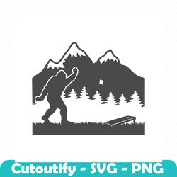 bigfoot playing cornhole svg file,sasquatch svg vector clipart commercial & personal use cricut,silhouette,cameo