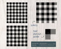 Seamless Buffalo Plaid Pattern SVG,DXF,Background,Cricut,Silhouette,PNG,Black and White,Commercial use,Graphic,Digital,I