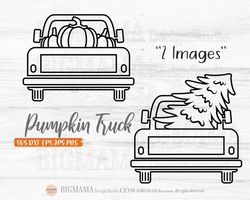 fall truck svg,pumpkin,out line,stencil,dxf,christmas,cut file,autumn,png,pine tree,fine line,thanksgiving,cricut,instan