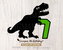 18dinosaur 7th birthday svg,seven,7 years,t-rex,seventh,number,birthday boy,tshirt,dino,cut file,cricut,png,dxf,silhouet
