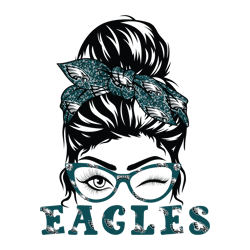 -eagles girl wearing glasses football messy bun svg