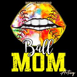 retro ball mom lips softball mama png digital download files