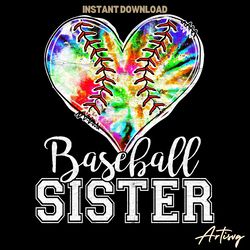 colorful baseball sister heart png digital download files