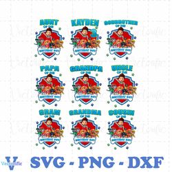 paw patrol birthday family members png bundle