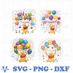 its my birthday winnie the pooh png bundle