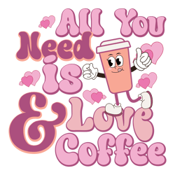 coffee retro valentines png sublimation