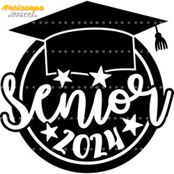 retro senior 2024 happy graduate png digital download files