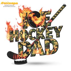 retro ice hockey dad fire png digital download files