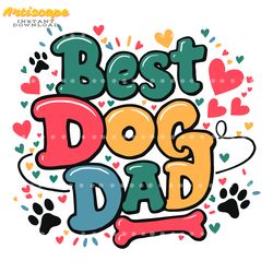 groovy best dog dad hearts bone svg digital download files