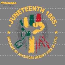 juneteenth 1865 because my ancestors werent free in 1776 svg