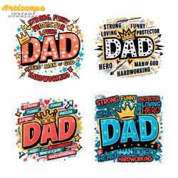 graffiti dad crown happy fathers day svg png bundle