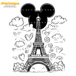 disney vacation eiffel tower mickey mouse ears svg