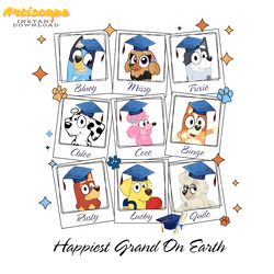 happiest grand on earth blue y png, bluey family png, bingo png, funny blue y digital down