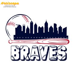 atlanta braves bat baseball city skyline svg digital download